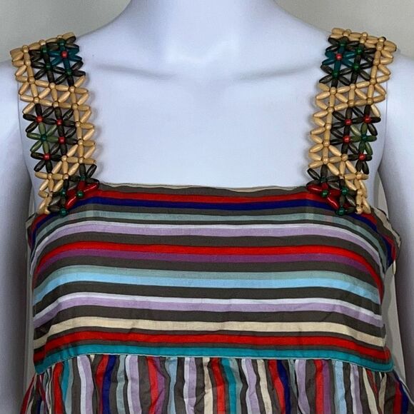 Cacharel Vintage Beaded Strap Striped Multicolor Cami - Picture 2 of 13